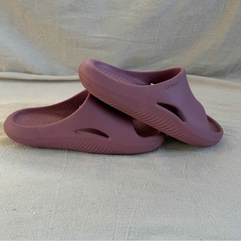 Crocs Mellow Recovery Slides Mauve Mist Pink Women's 7 Men's 5 Comfort Sandals - Picture 4 of 11